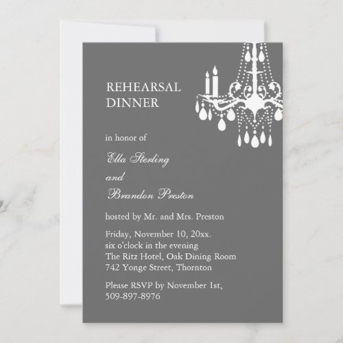 Grand Ballroom Rehearsal Dinner Invitation (gray)