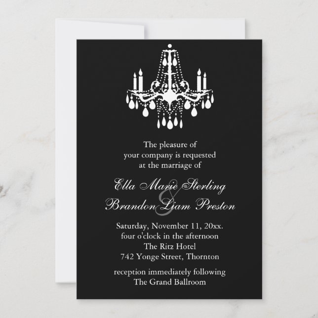 Grand Ballroom Wedding Invitation 2 (black) (Front)