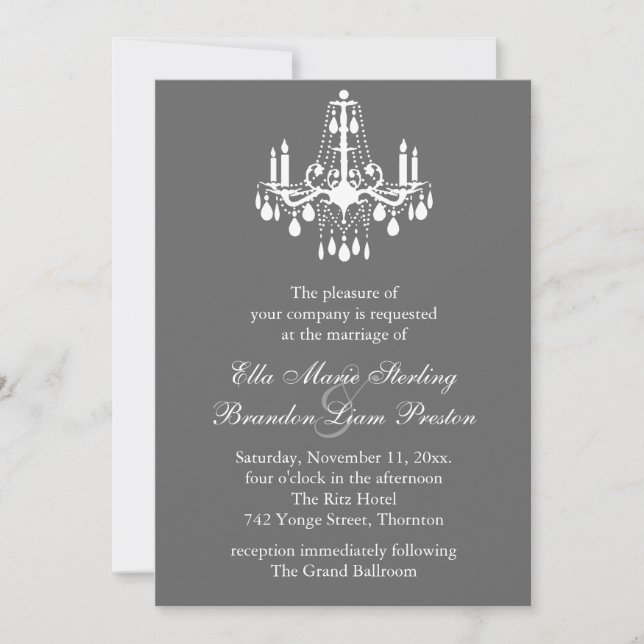 Grand Ballroom Wedding Invitation 2 (gray) (Front)