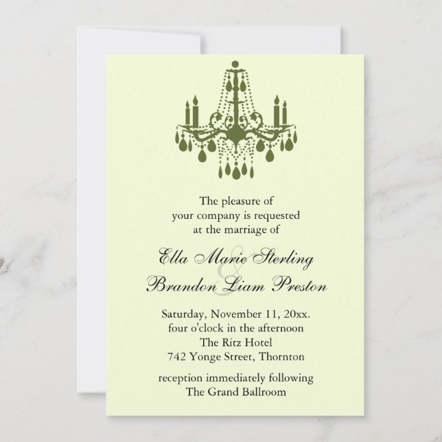 Grand Ballroom Wedding Invitation 2 (green) (Front)