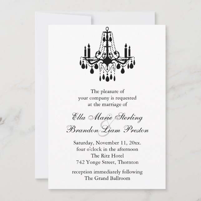 Grand Ballroom Wedding Invitation 2 (white) (Front)