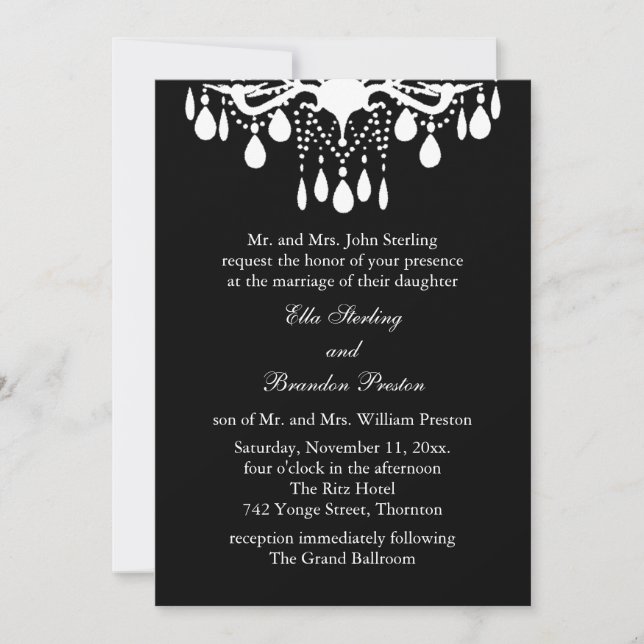 Grand Ballroom Wedding Invitation (black) (Front)