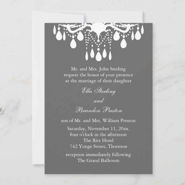 Grand Ballroom Wedding Invitation (gray) (Front)