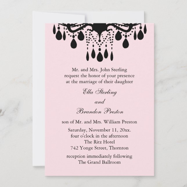 Grand Ballroom Wedding Invitation (pink) (Front)