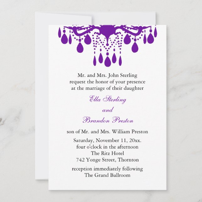 Grand Ballroom Wedding Invitation (purple) (Front)