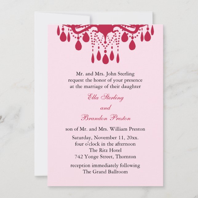 Grand Ballroom Wedding Invitation (red) (Front)