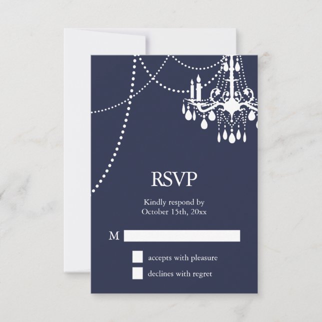 Grand Ballroom Wedding RSVP in Blue (Front)