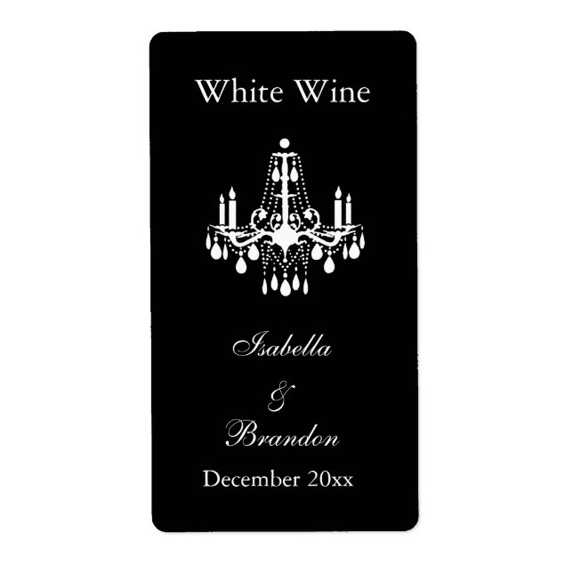 Grand Ballroom Wedding Wine Label (black) (Front)