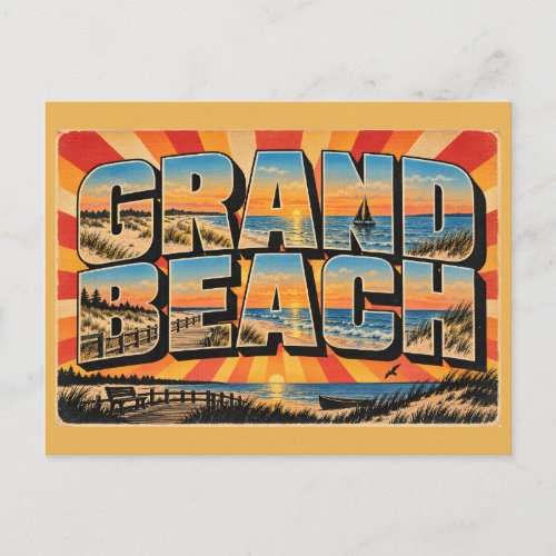 Grand Beach MB White Sand Dunes Lake Art Postcard