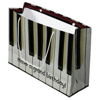 Grand Birthday Piano Keys Customizable Message Large Gift Bag by missprinteditions at Zazzle
