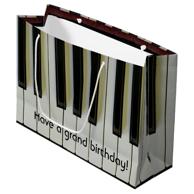 Grand Birthday Piano Keys Customizable Message Large Gift Bag (Front Angled)