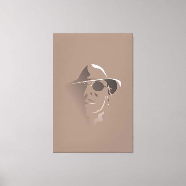 Grand Black&White Retro Face Monochrome Drawing Canvas Print (Front)