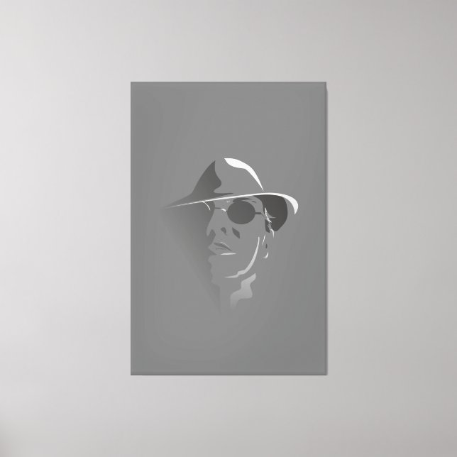 Grand Black&White Retro Face Monochrome Drawing Canvas Print (Front)