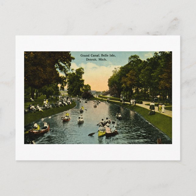 Grand Canal Belle Isle, Detroit, Michigan Postcard (Front)