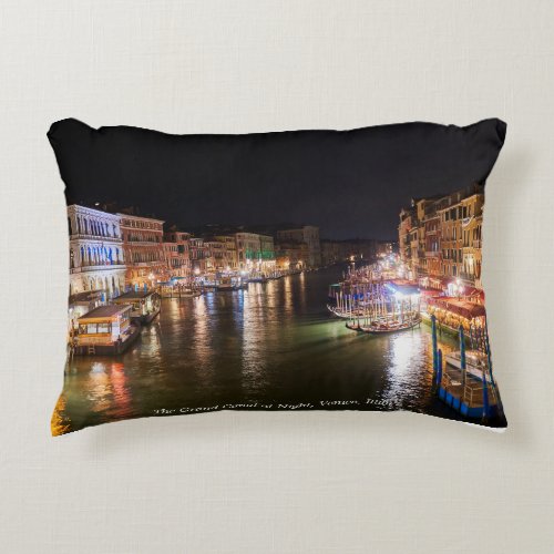 Grand Canal by Night Venice Italy Accent Pillow