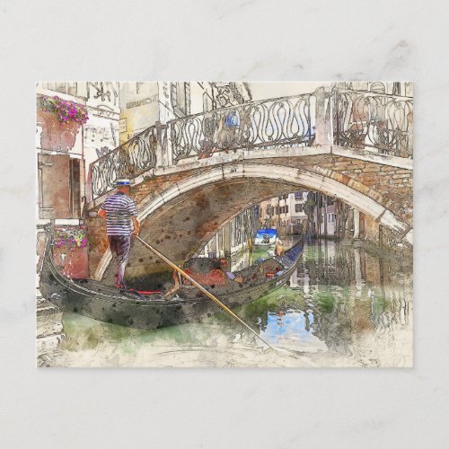 Grand Canal Gondola Rides Venice Postcard