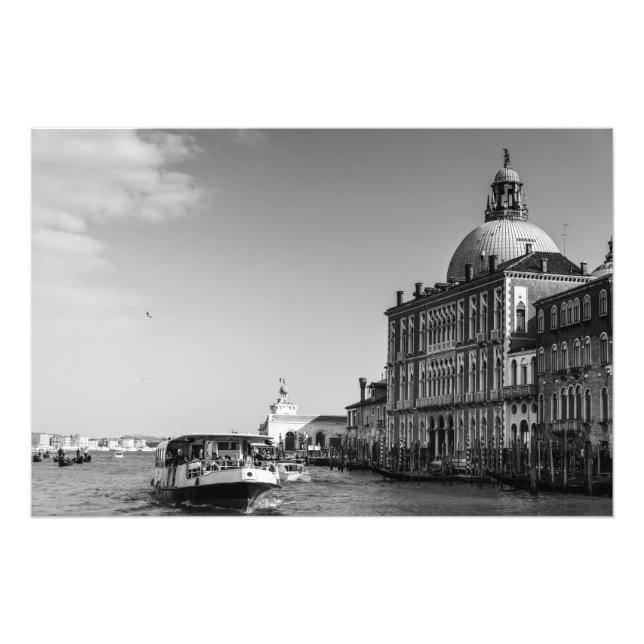 Grand Canal in Venice in Black and White Photo Print (Front)