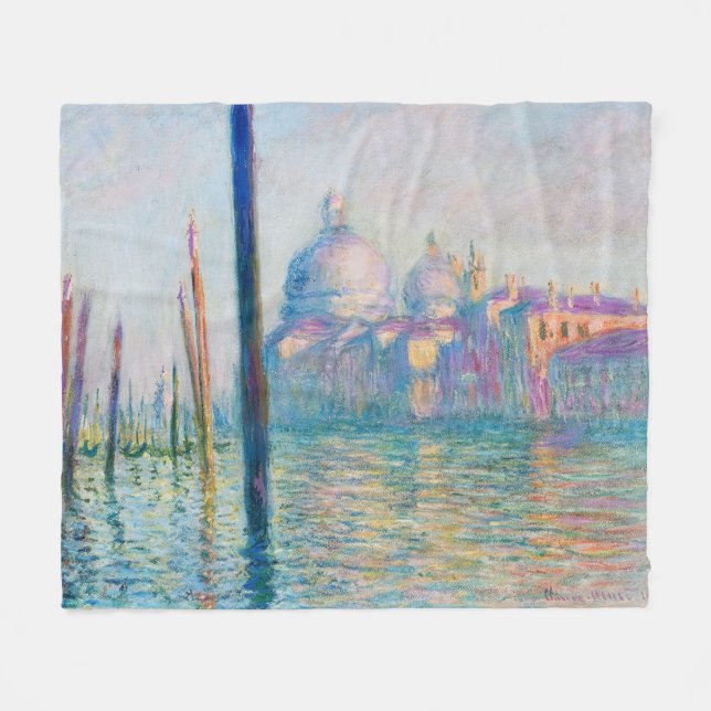 Grand Canal Monet Venice Italy Classic Painting Fleece Blanket (Front (Horizontal))