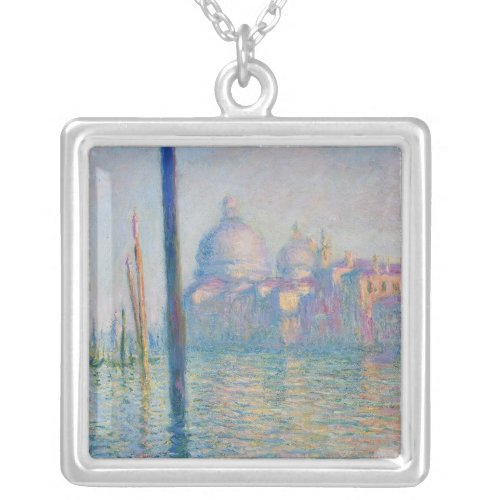 Grand Canal Monet Venice Italy Classic Painting Silver Plated Necklace