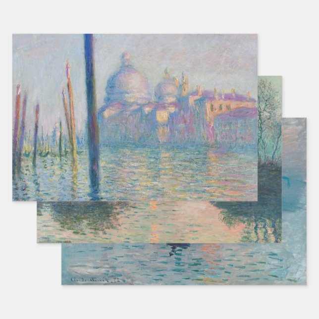 Grand Canal Monet Venice Italy Classic Painting Wrapping Paper Sheets (Set)