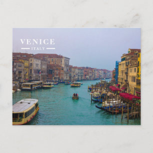Grand Canal Rialto View Vaporettos Gondolas Venice Holiday Postcard