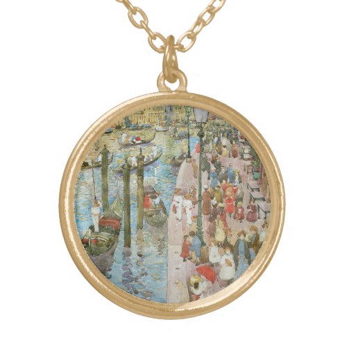 Grand Canal Venice by Maurice Prendergast Gold Plated Necklace