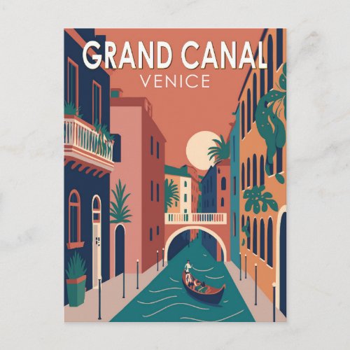 Grand Canal Venice Travel Art Vintage Postcard