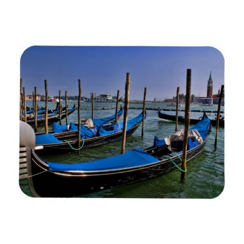 Grand Canal water with gondalo boats lined up Magnet