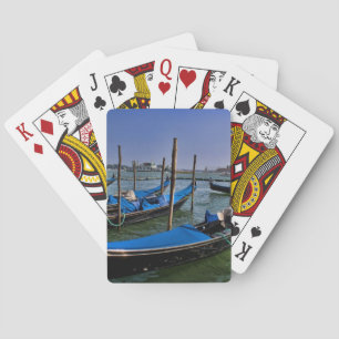Grand Canal water with gondalo boats lined up Poker Cards