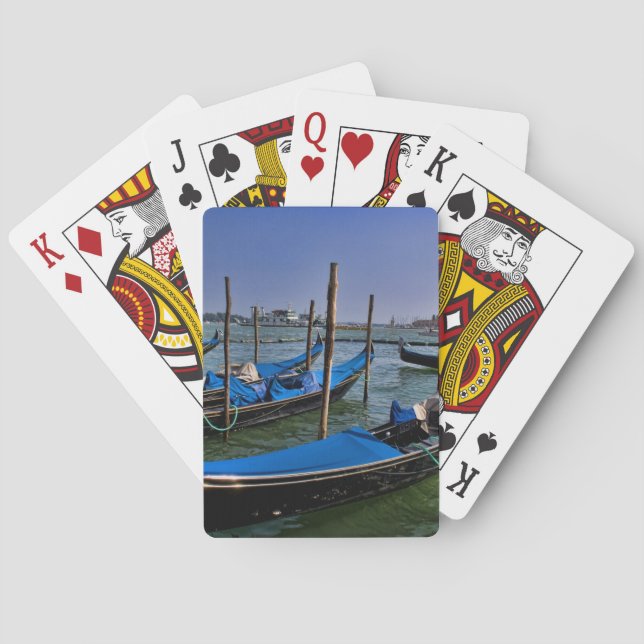 Grand Canal water with gondalo boats lined up Poker Cards (Back)