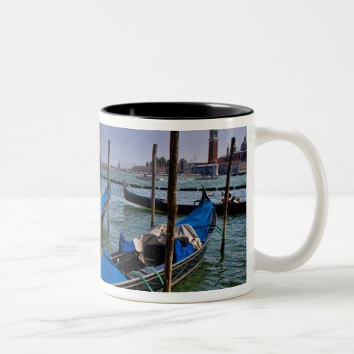 Grand Canal water with gondalo boats lined up Two_Tone Coffee Mug