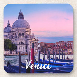 Grand Canal with gondolas and church in Venice Beverage Coaster