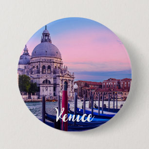 Grand Canal with gondolas and church in Venice Button