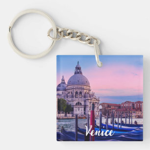 Grand Canal with gondolas and church in Venice Keychain