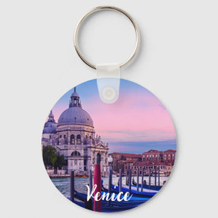 Grand Canal with gondolas and church in Venice Keychain