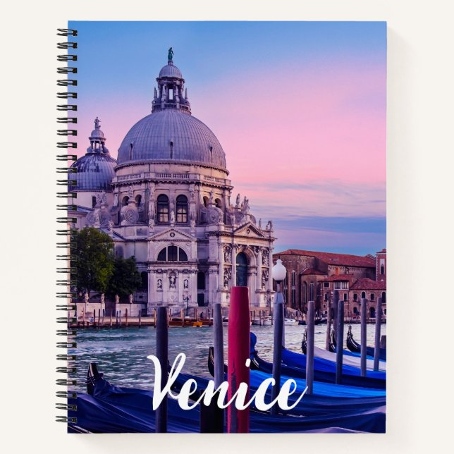 Grand Canal with gondolas and church in Venice Notebook (Front)