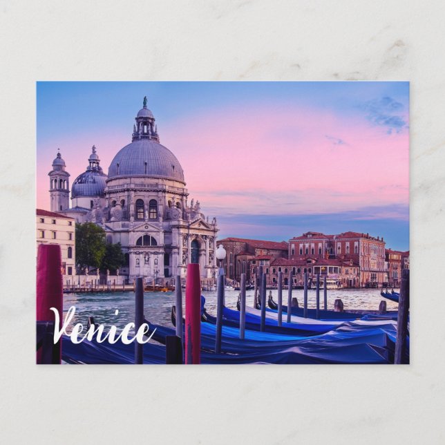 Grand Canal with gondolas and church in Venice Postcard (Front)