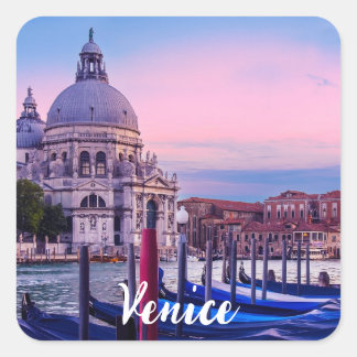 Grand Canal with gondolas and church in Venice Square Sticker