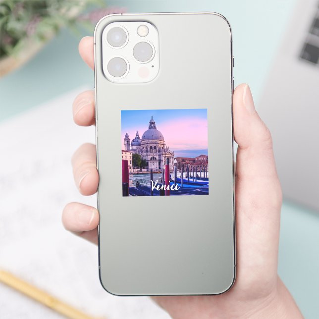 Grand Canal with gondolas and church in Venice Sticker (Phone)