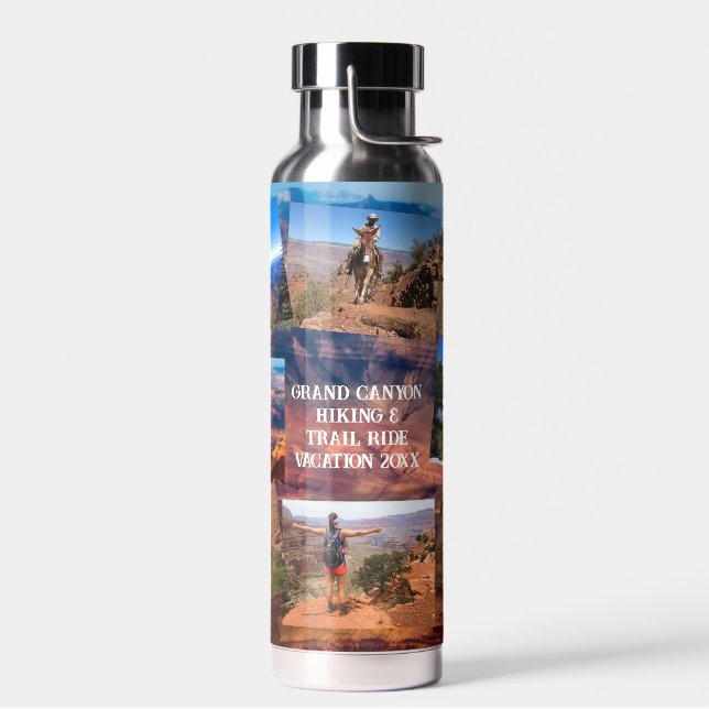  Grand Canyon Adventure 9 Photos Personalize Text Water Bottle (Left)