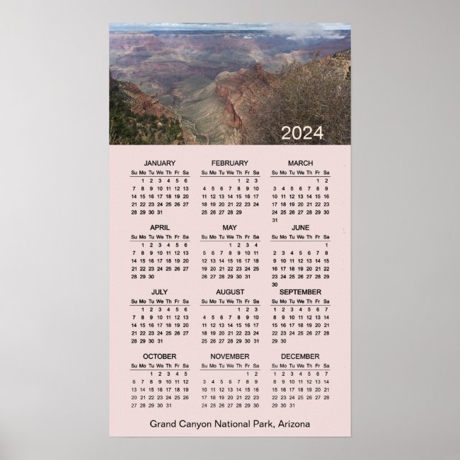 Grand Canyon, Arizona 2024 Wall Poster Calendar
