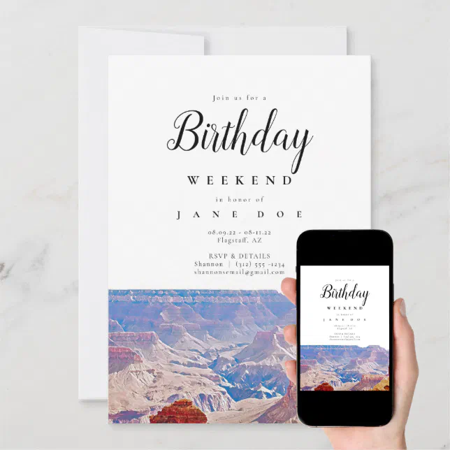 Grand Canyon Arizona Birthday Weekend Invitation | Zazzle