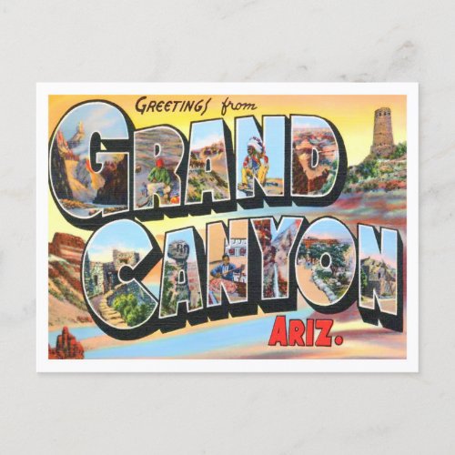 Grand Canyon Arizona Vintage Big Letters Postcard