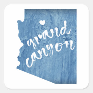 Grand Canyon Arizona Wood Grain Square Sticker