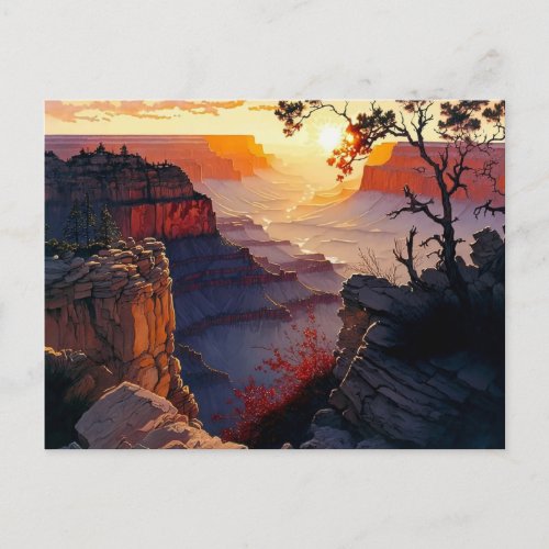 Grand Canyon at Sunset Digital Painting Postcard