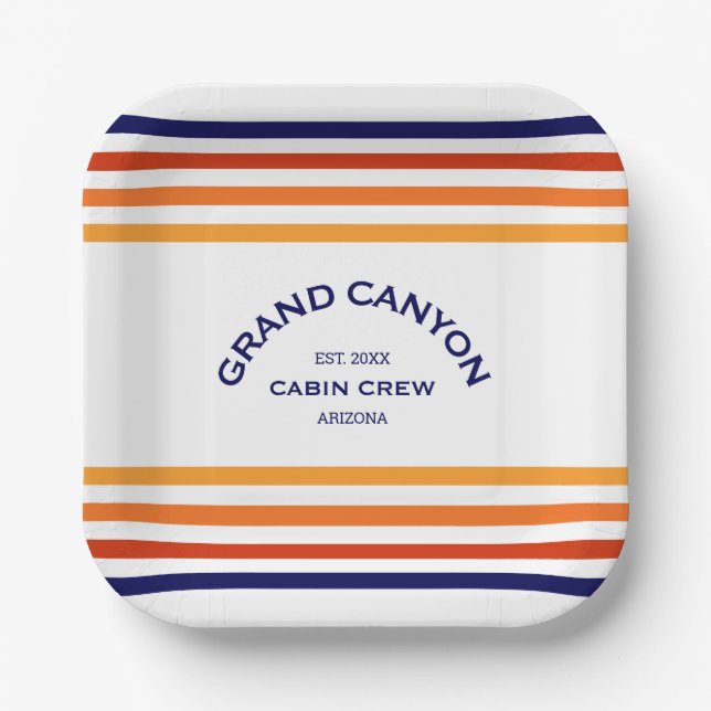 Grand Canyon Cabin Club Custom Crest Park Stripe Paper Plates (Front)