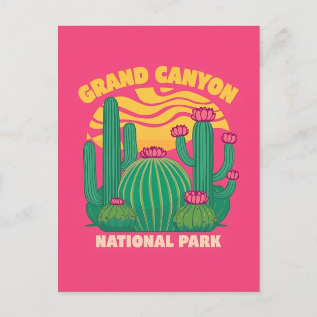 Grand Canyon Cactus Sunset Postcard (Front)