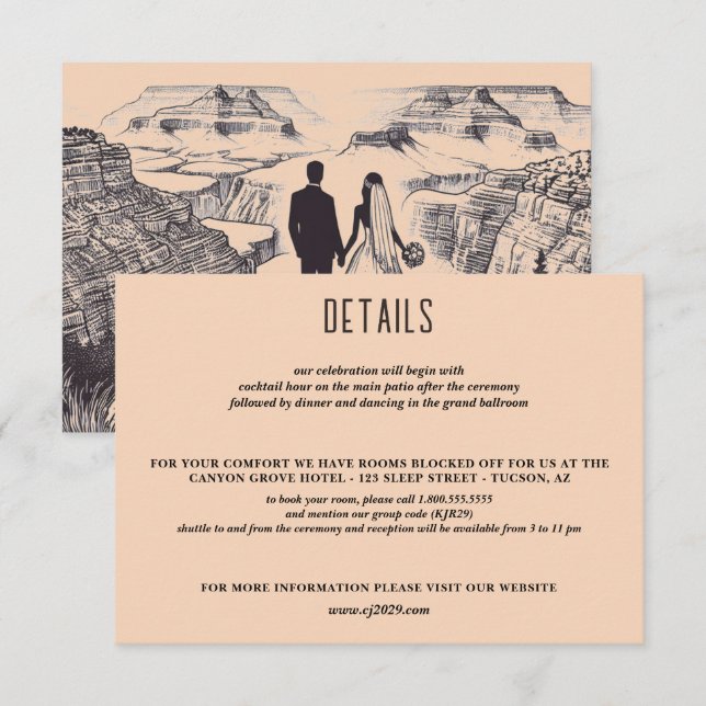 Grand Canyon Couple Wedding Enclosure Card (Front/Back)