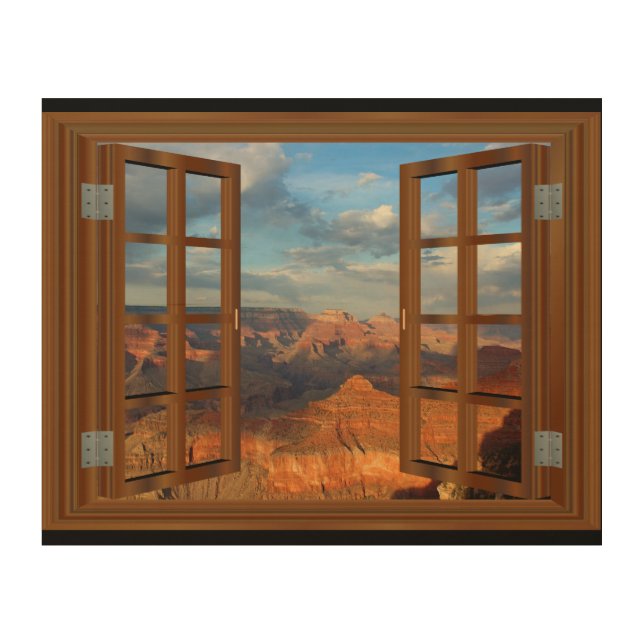 Grand Canyon Fake Faux Window View USA Wood Wall Art (Front)