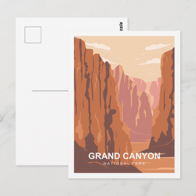 Grand Canyon Famous Travel Place Illustration Postcard (Front/Back)